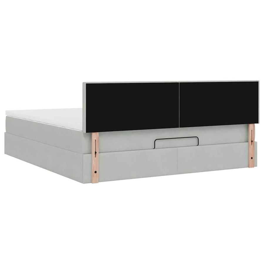 Ottoman bed met matras 180x200cm fluweel lichtgrijs