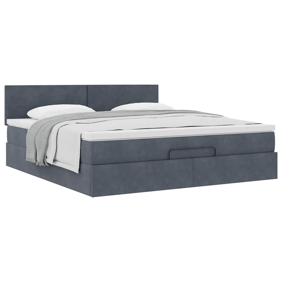 Ottoman bed met matras 180x200cm fluweel donkergrijs