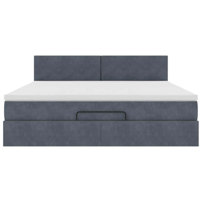 Ottoman bed met matras 180x200cm fluweel donkergrijs