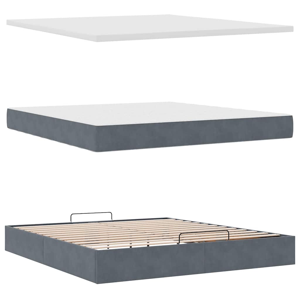 Ottoman bed met matras 180x200cm fluweel donkergrijs