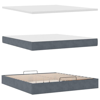 Ottoman bed met matras 180x200cm fluweel donkergrijs