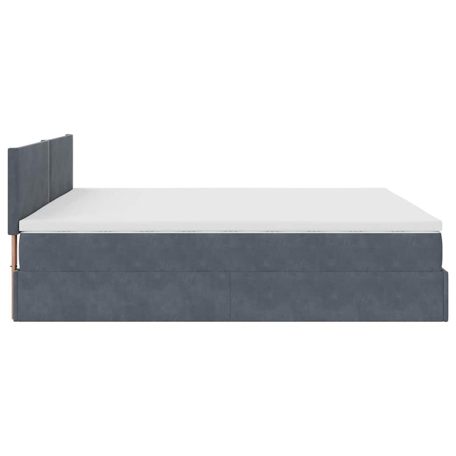 Ottoman bed met matras 180x200cm fluweel donkergrijs
