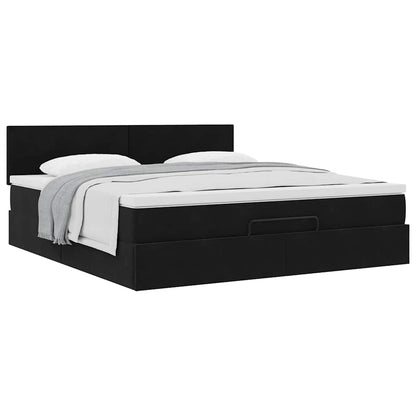 Ottoman bed met matras 180x200cm fluweel zwart