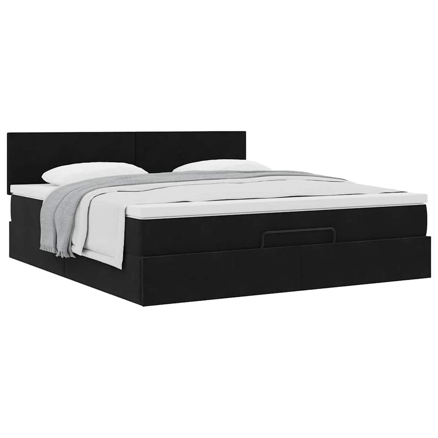 Ottoman bed met matras 180x200cm fluweel zwart