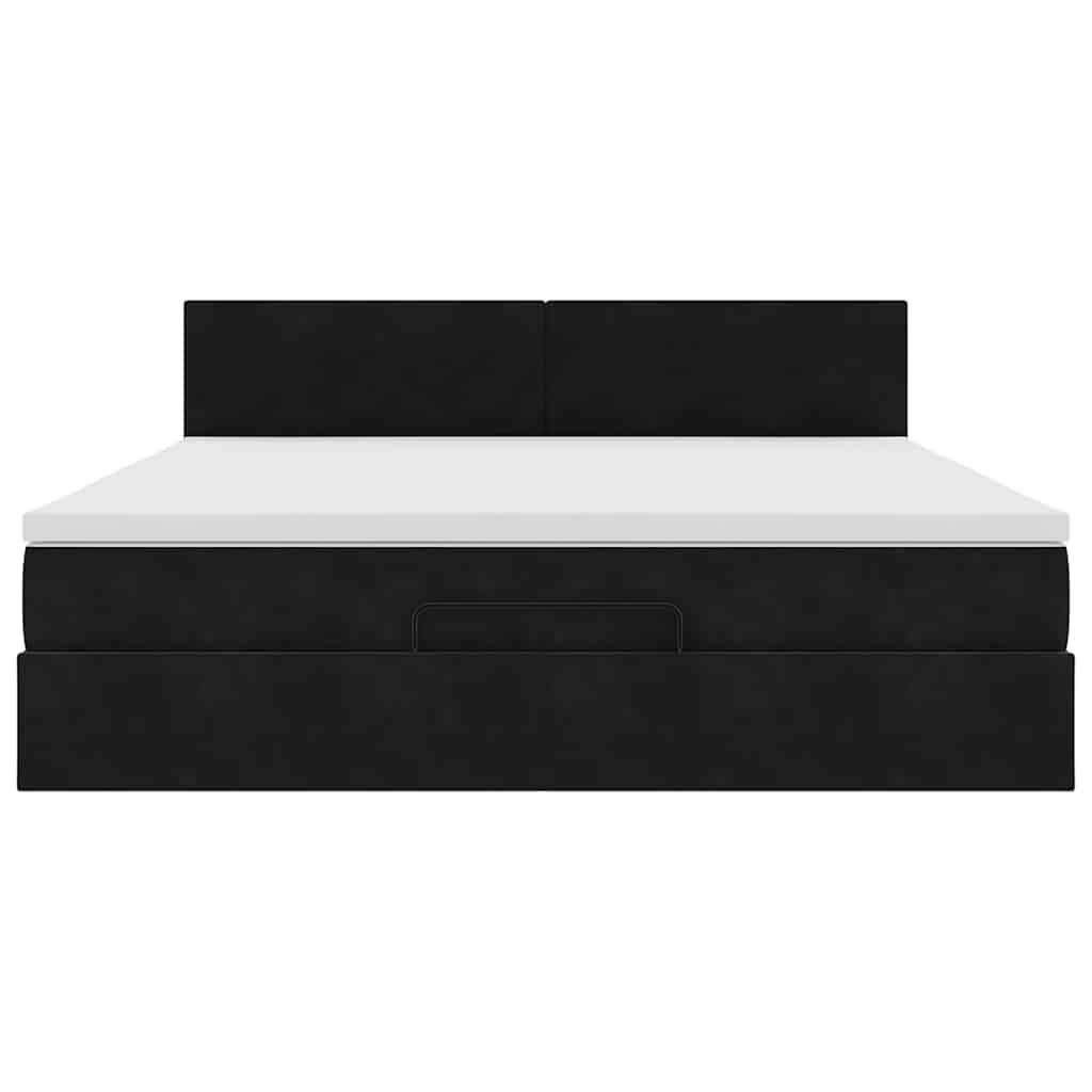 Ottoman bed met matras 180x200cm fluweel zwart