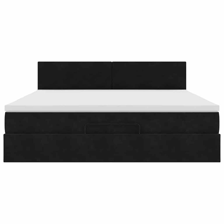 Ottoman bed met matras 180x200cm fluweel zwart