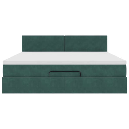 Ottoman bed met matras 180x200 cm fluweel donkergroen