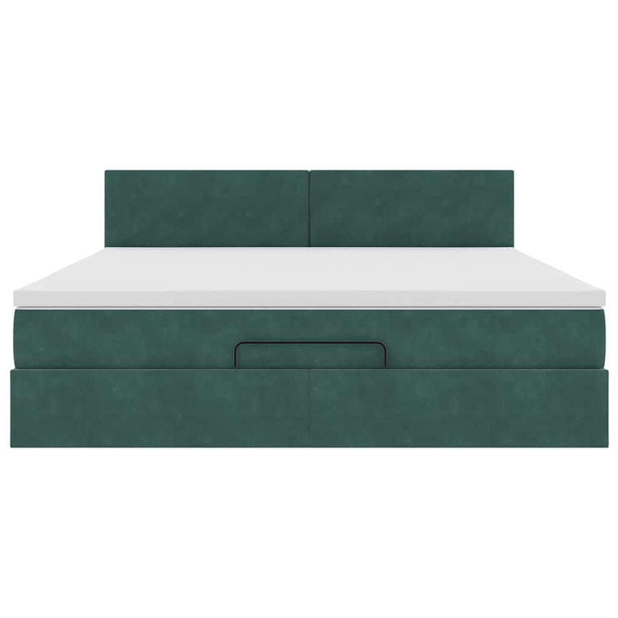Ottoman bed met matras 180x200 cm fluweel donkergroen