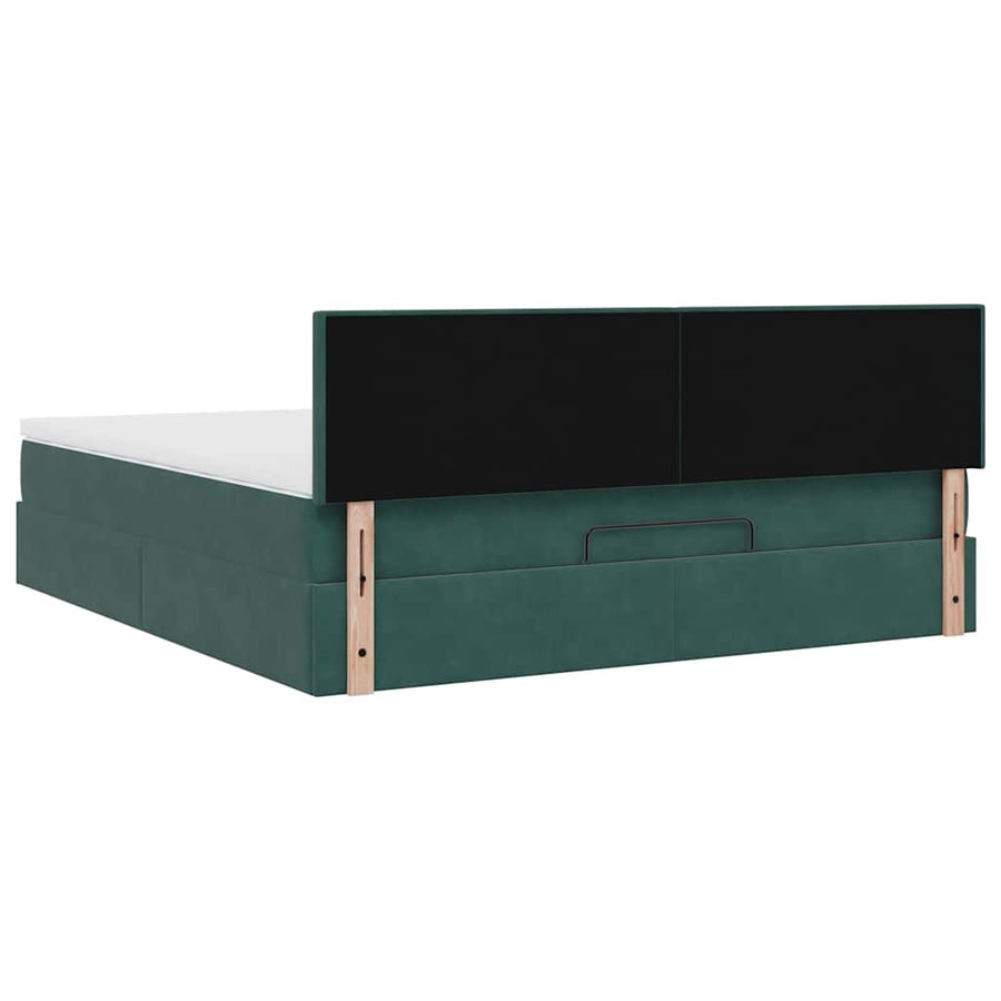 Ottoman bed met matras 180x200 cm fluweel donkergroen