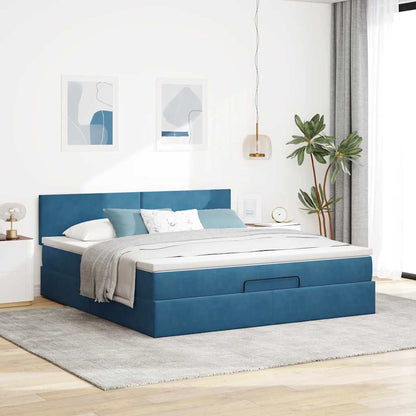 Ottoman bed met matras 180x200 cm fluweel donkerblauw