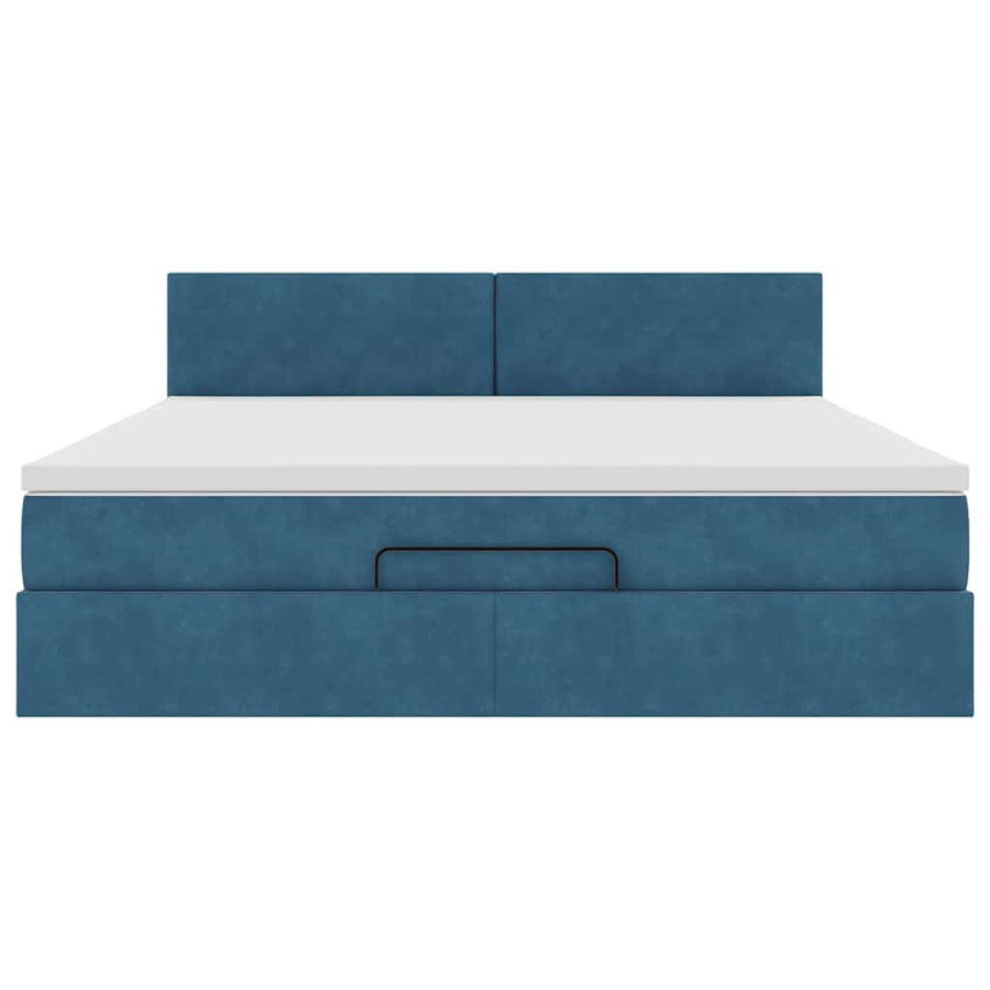 Ottoman bed met matras 180x200 cm fluweel donkerblauw