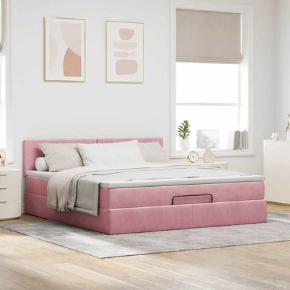 Ottoman bed met matras 180x200 cm fluweel roze