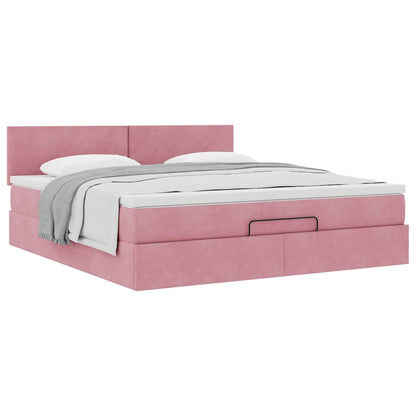 Ottoman bed met matras 180x200 cm fluweel roze