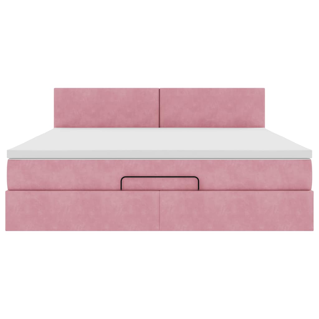 Ottoman bed met matras 180x200 cm fluweel roze