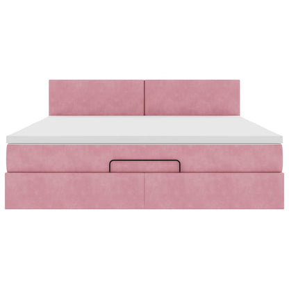 Ottoman bed met matras 180x200 cm fluweel roze
