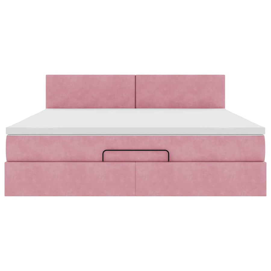 Ottoman bed met matras 180x200 cm fluweel roze