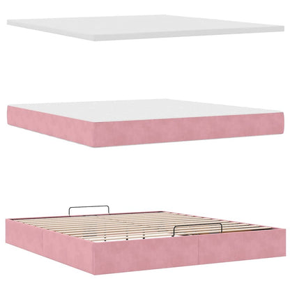 Ottoman bed met matras 180x200 cm fluweel roze