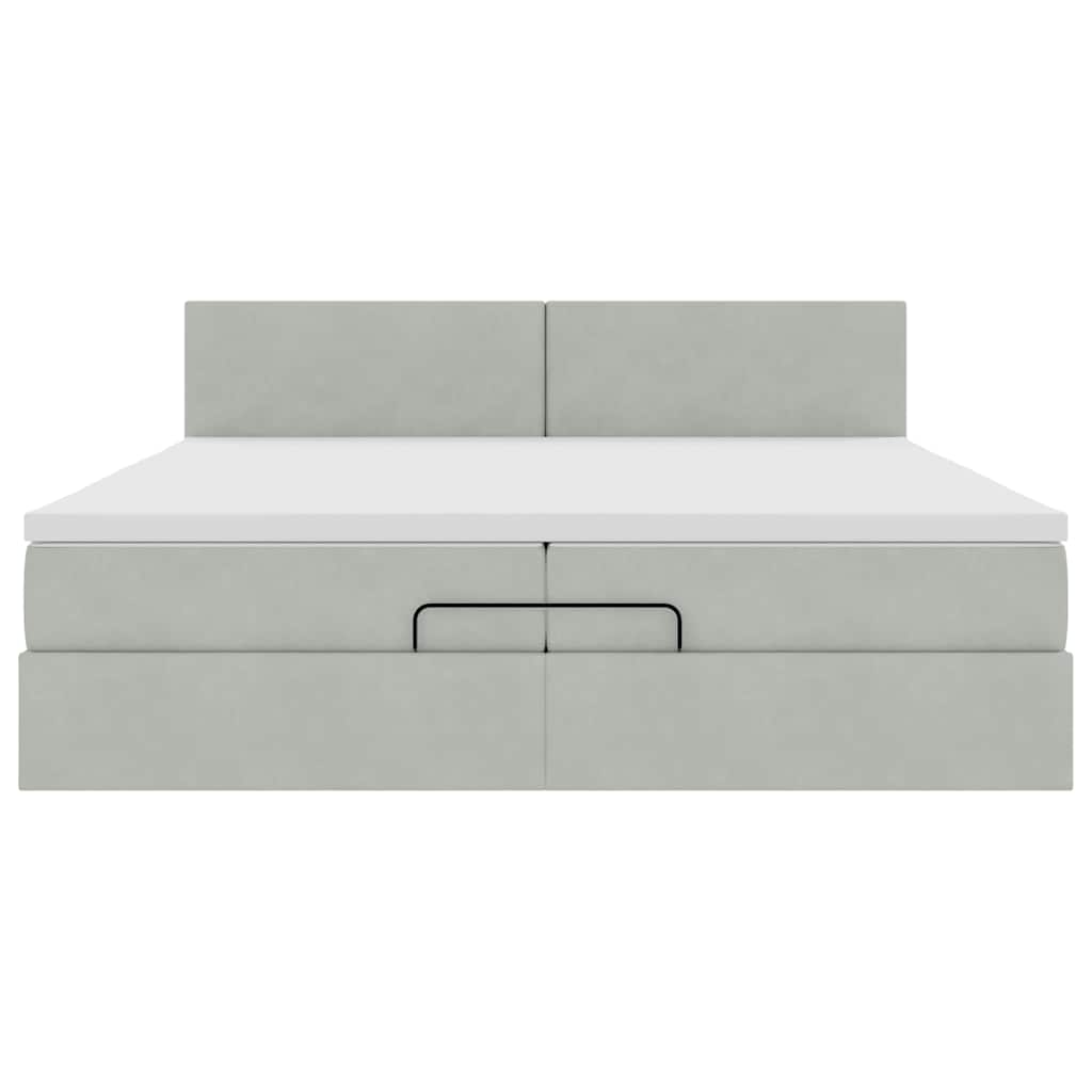 Ottoman bed met matras 200x200 cm fluweel lichtgrijs