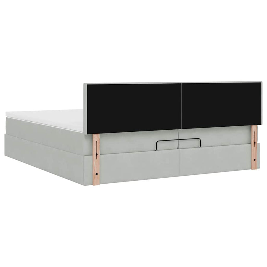 Ottoman bed met matras 200x200 cm fluweel lichtgrijs