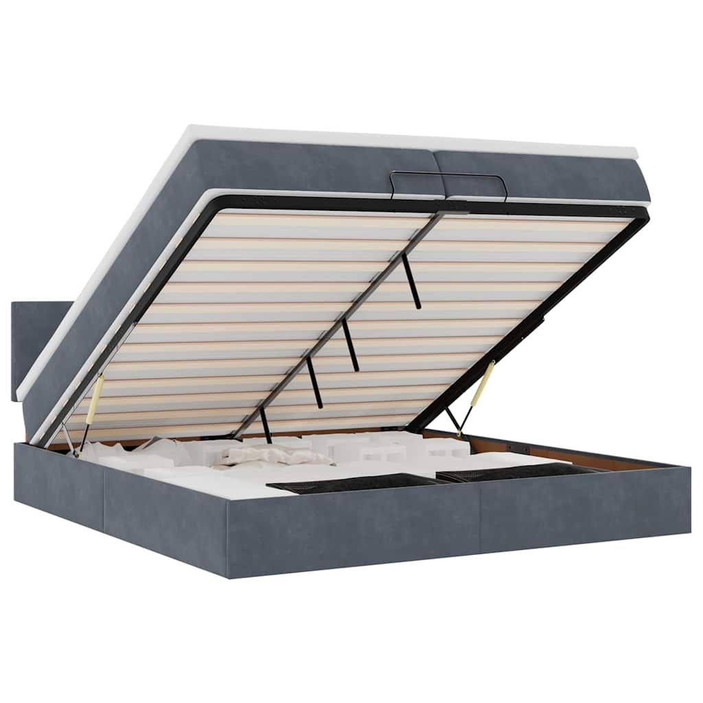 Ottoman bed met matras 200x200 cm fluweel donkergrijs