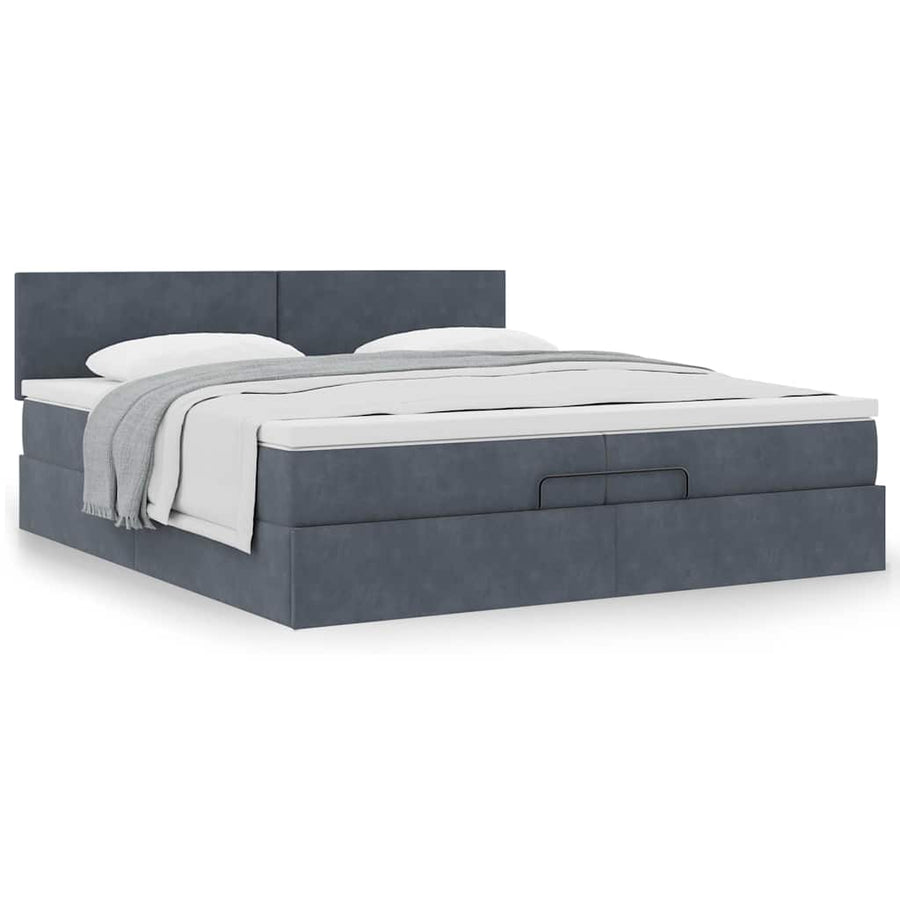 Ottoman bed met matras 200x200 cm fluweel donkergrijs