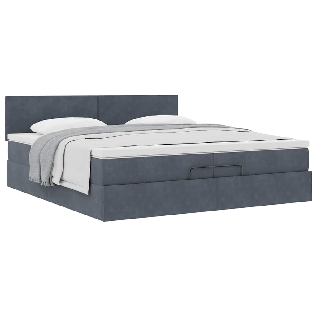 Ottoman bed met matras 200x200 cm fluweel donkergrijs