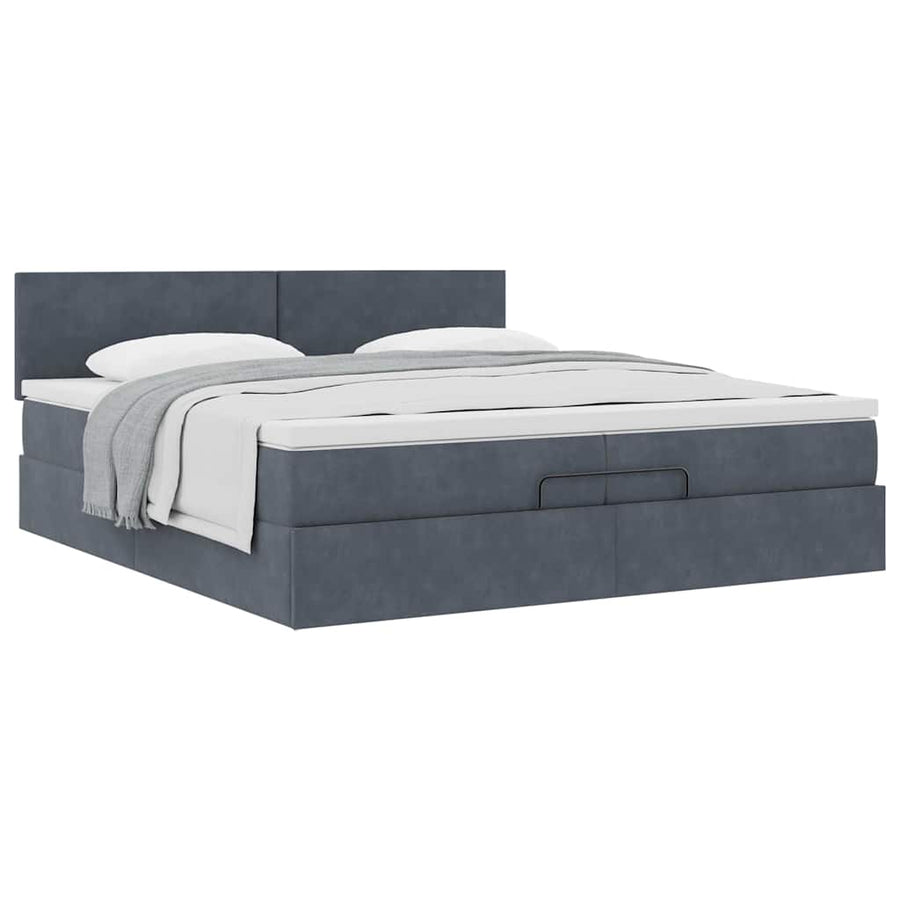 Ottoman bed met matras 200x200 cm fluweel donkergrijs