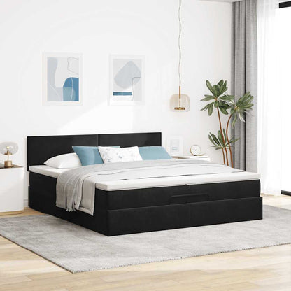 Ottoman bed met matras 200x200 cm fluweel zwart