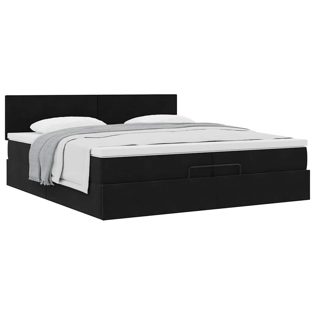 Ottoman bed met matras 200x200 cm fluweel zwart