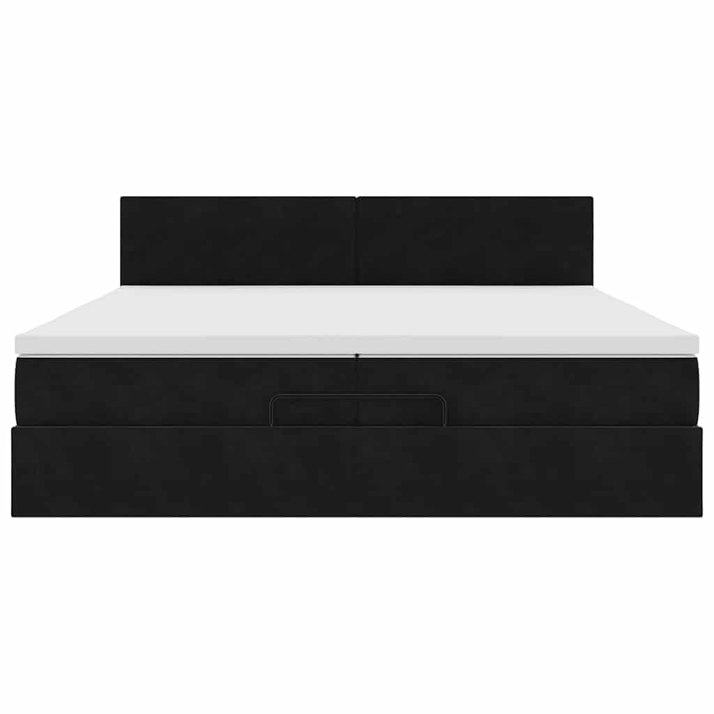 Ottoman bed met matras 200x200 cm fluweel zwart