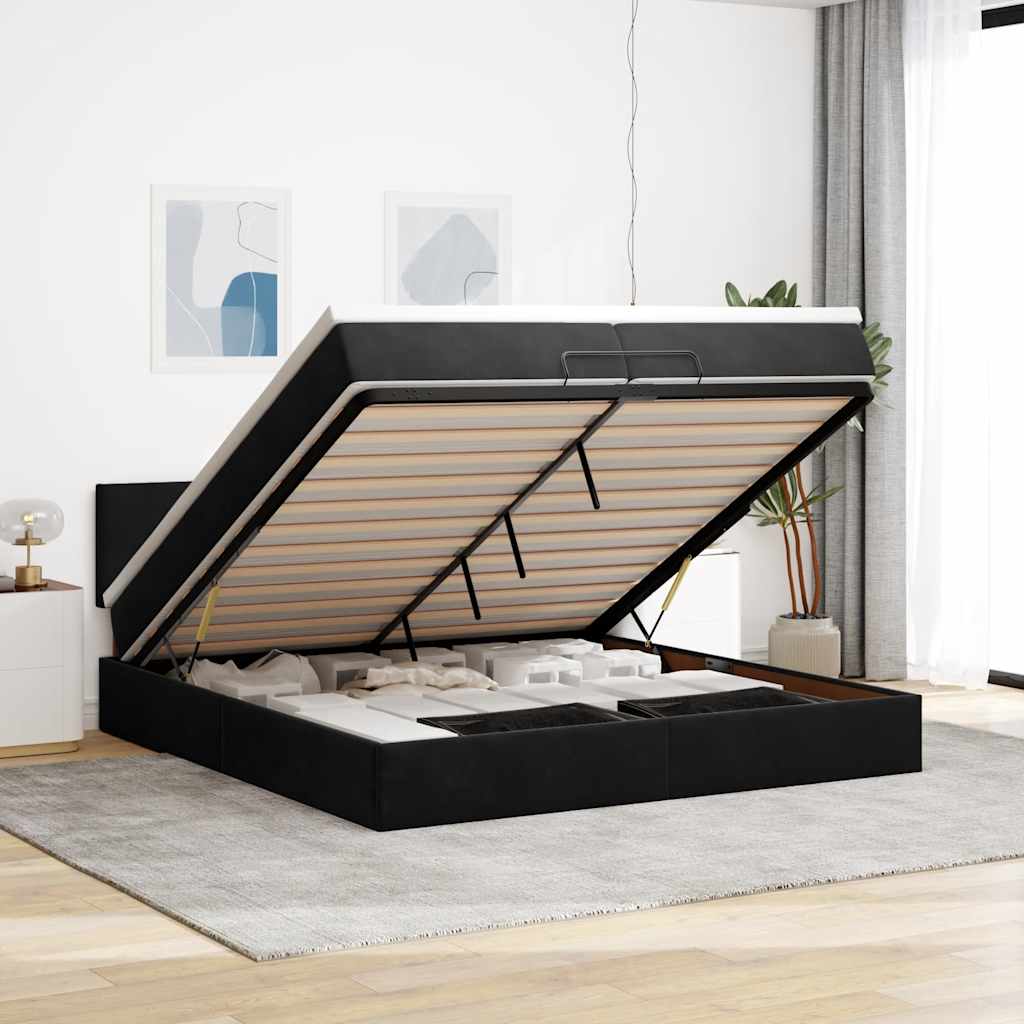 Ottoman bed met matras 200x200 cm fluweel zwart