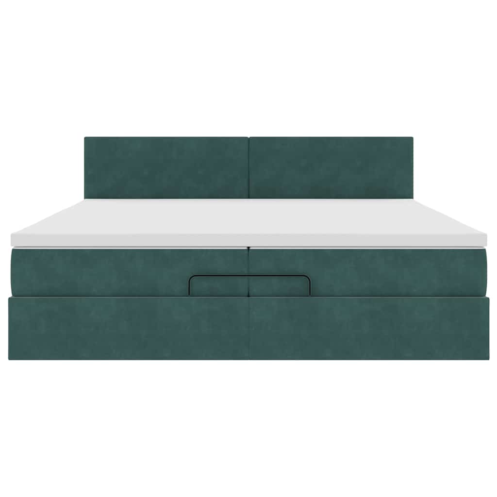 Ottoman bed met matras 200x200 cm fluweel donkergroen