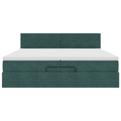 Ottoman bed met matras 200x200 cm fluweel donkergroen