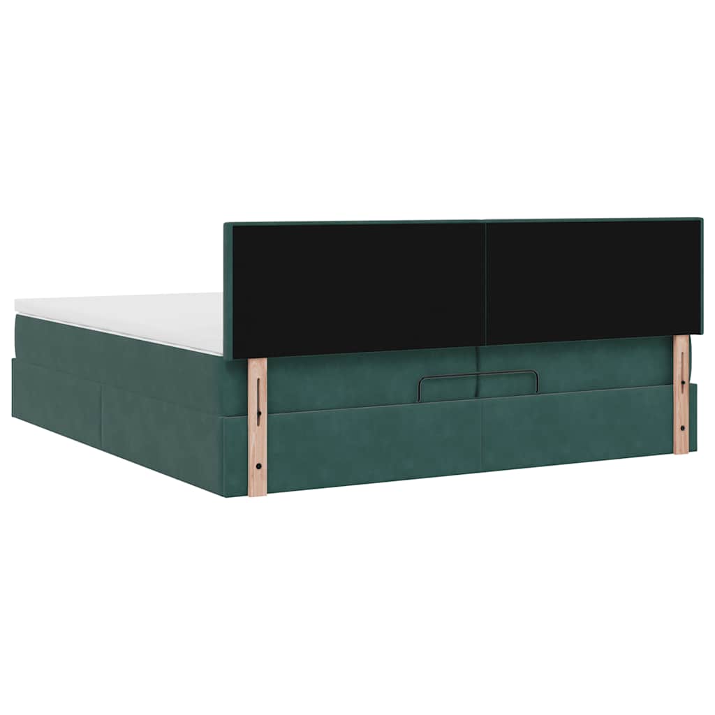 Ottoman bed met matras 200x200 cm fluweel donkergroen