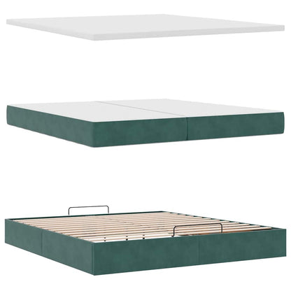 Ottoman bed met matras 200x200 cm fluweel donkergroen