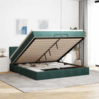 Ottoman bed with mattress 200x200 cm velvet dark green