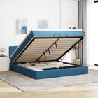 Ottoman bed with mattress 200x200 cm velvet dark blue