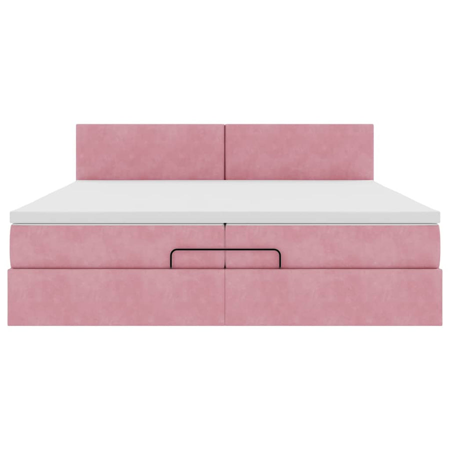 Ottoman bed met matras 200x200 cm fluweel roze
