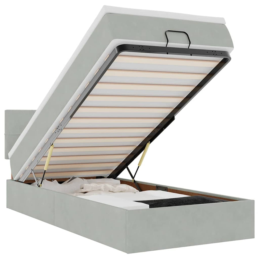 Ottoman bed met matras 80x200cm fluweel lichtgrijs