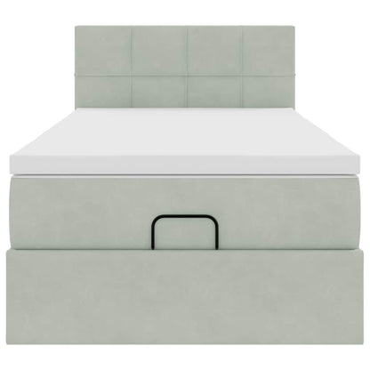 Ottoman bed met matras 80x200cm fluweel lichtgrijs