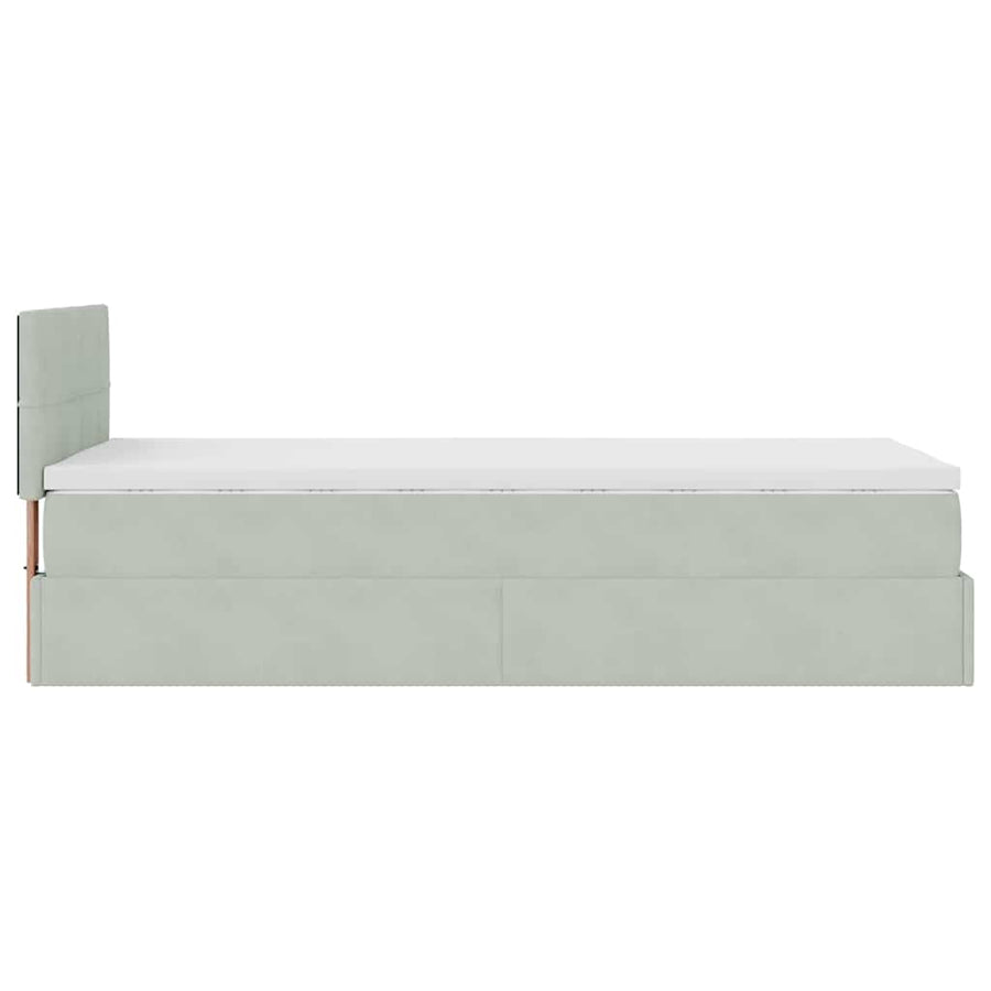 Ottoman bed met matras 80x200cm fluweel lichtgrijs