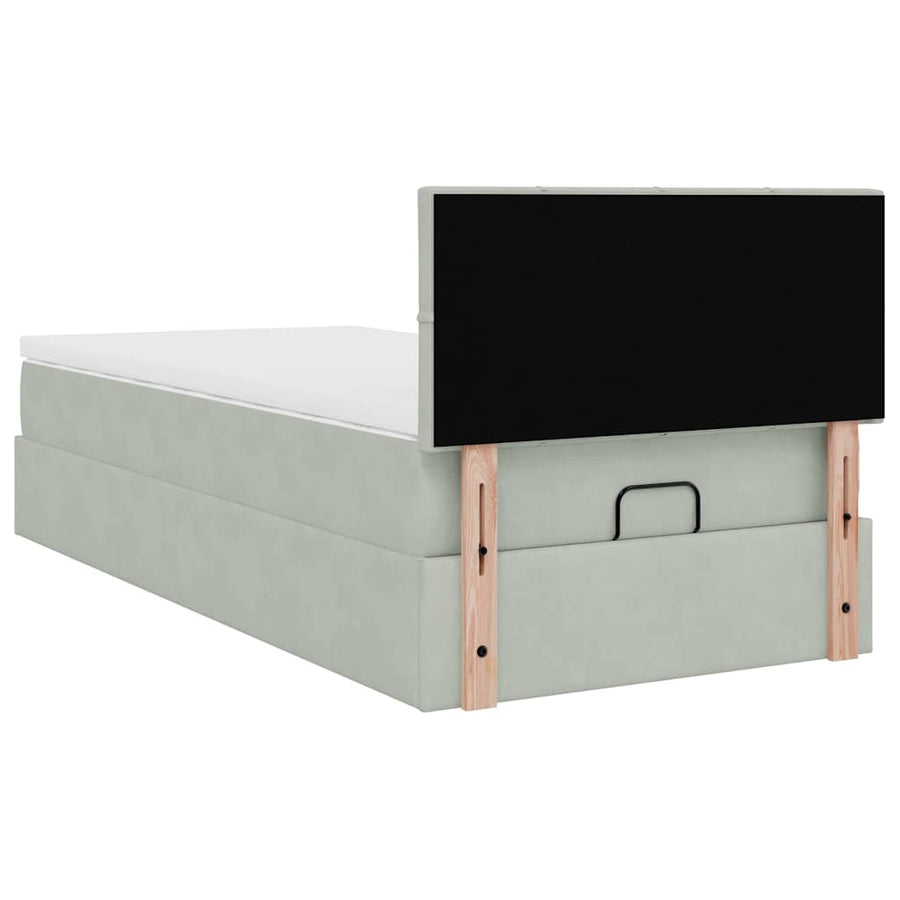 Ottoman bed met matras 80x200cm fluweel lichtgrijs