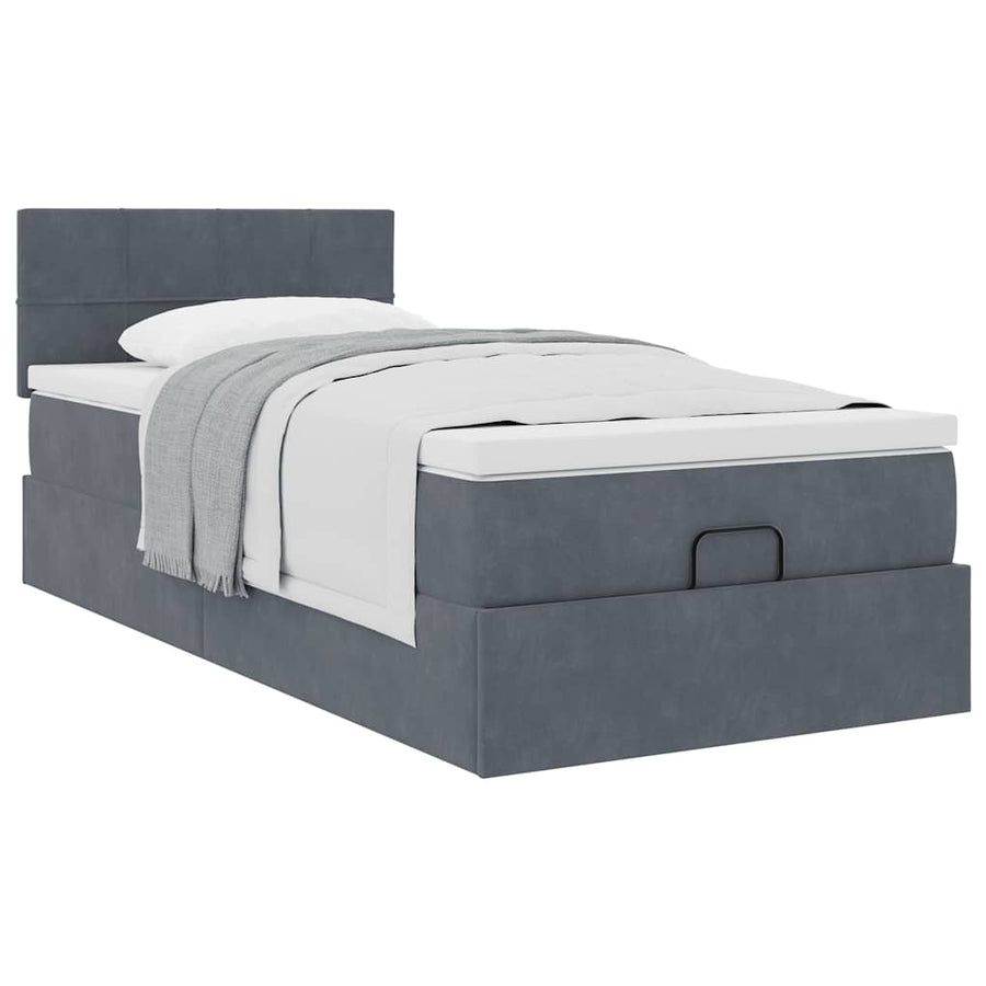 Ottoman bed met matras 80x200cm fluweel donkergrijs