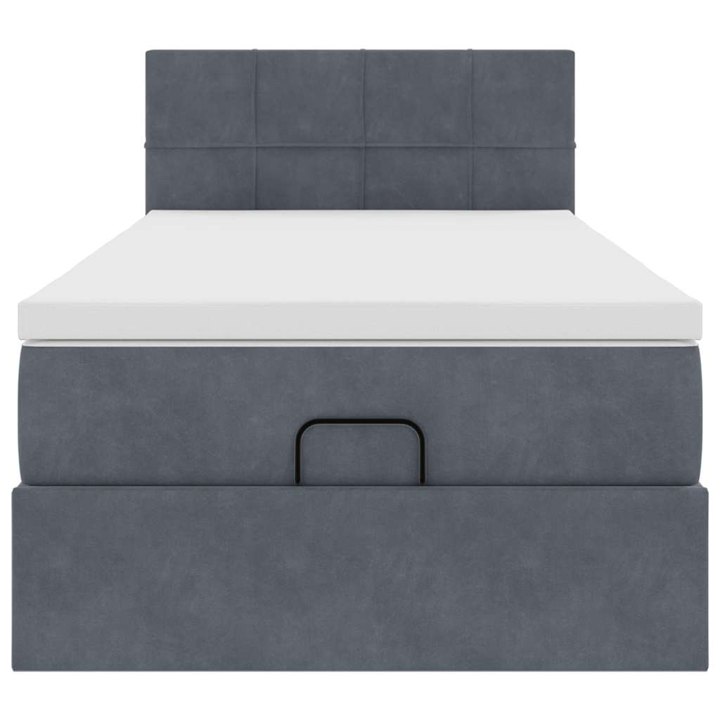 Ottoman bed met matras 80x200cm fluweel donkergrijs