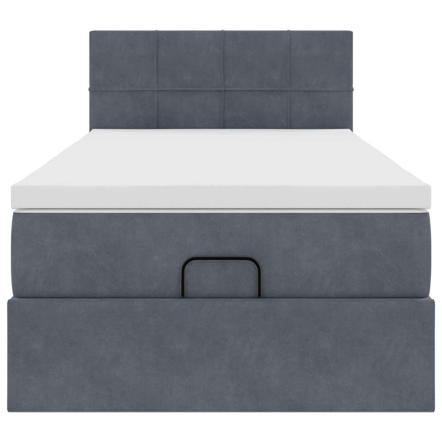 Ottoman bed met matras 80x200cm fluweel donkergrijs