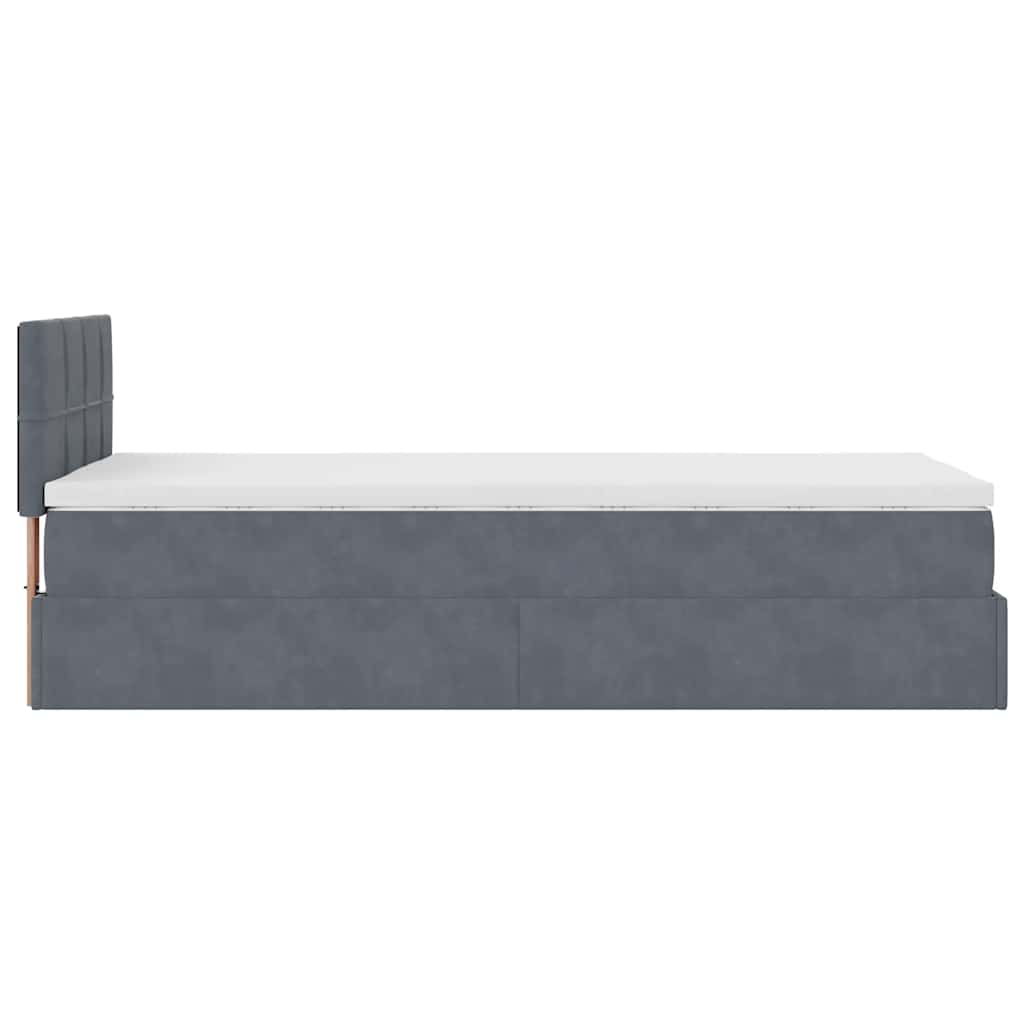 Ottoman bed met matras 80x200cm fluweel donkergrijs