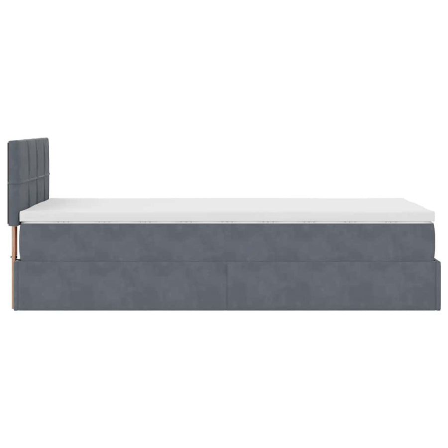 Ottoman bed met matras 80x200cm fluweel donkergrijs