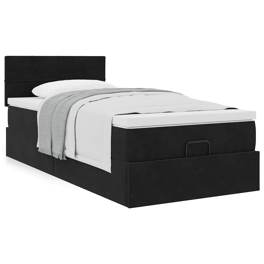 Ottoman bed met matras 80x200cm fluweel zwart