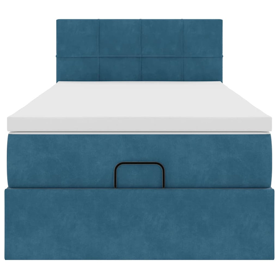 Ottoman bed met matras 80x200cm fluweel donkerblauw