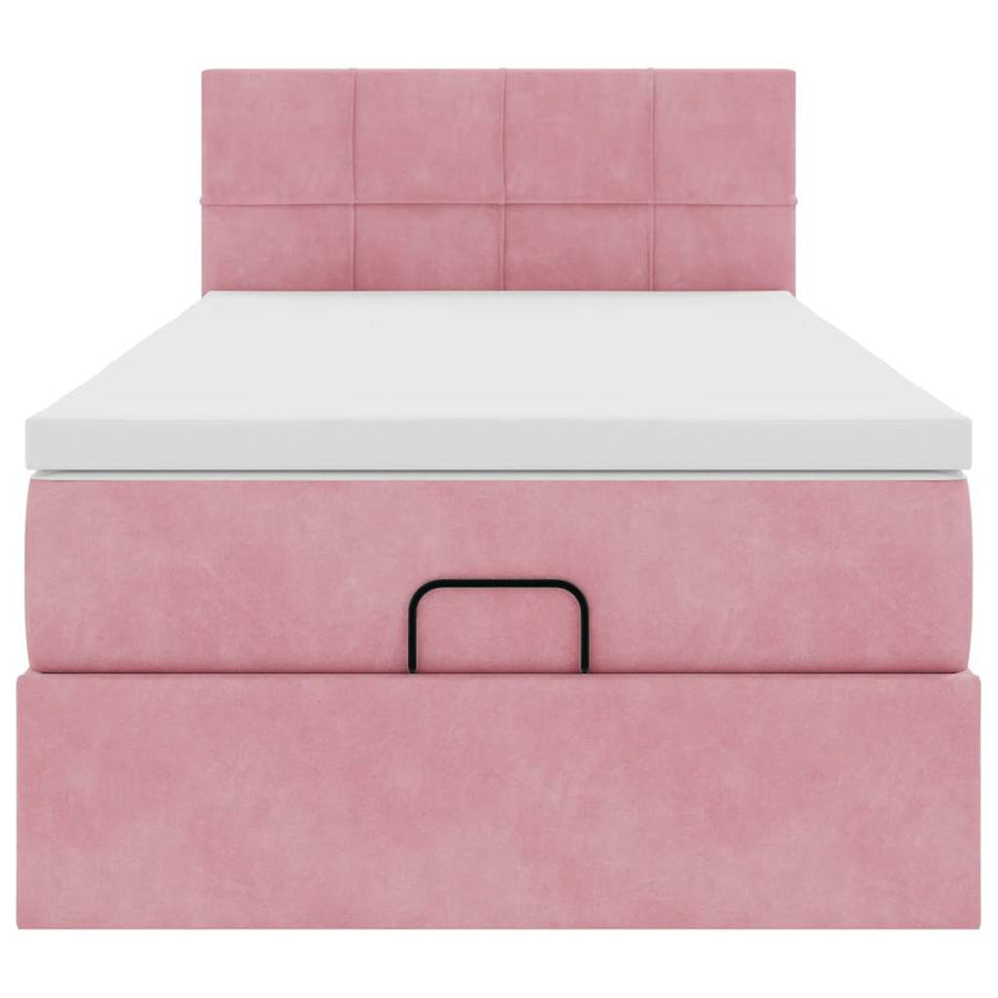 Ottoman bed met matras 80x200cm fluweel roze